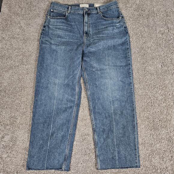 Everlane Jeans Womens 34 Blue The Way High Jean Straight Leg Denim Distressed - Picture 1 of 13